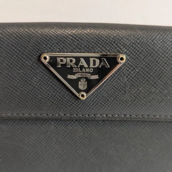 Prada Textured Gray Trifold Wallet with Dust Bag - Picture 3 of 16